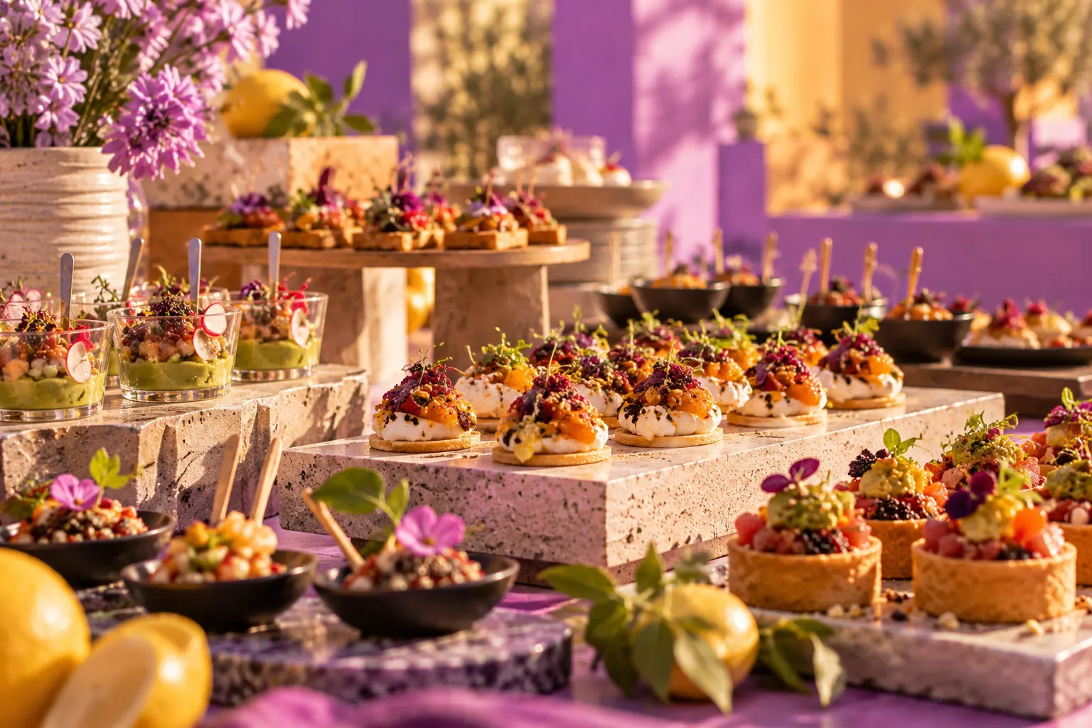 Etagere mit Fingerfood und Törtchen