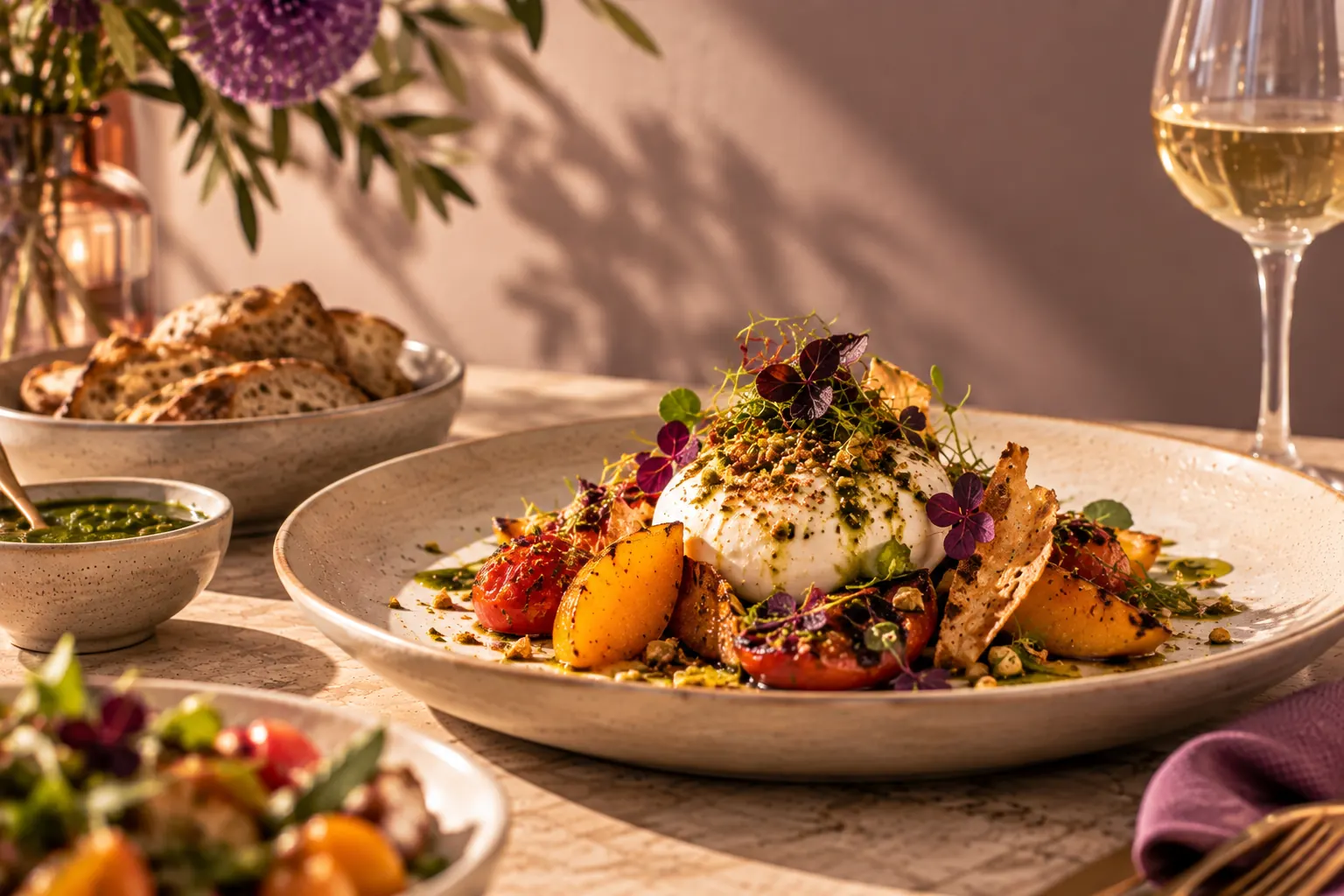 Teller mit Burrata und Tomaten