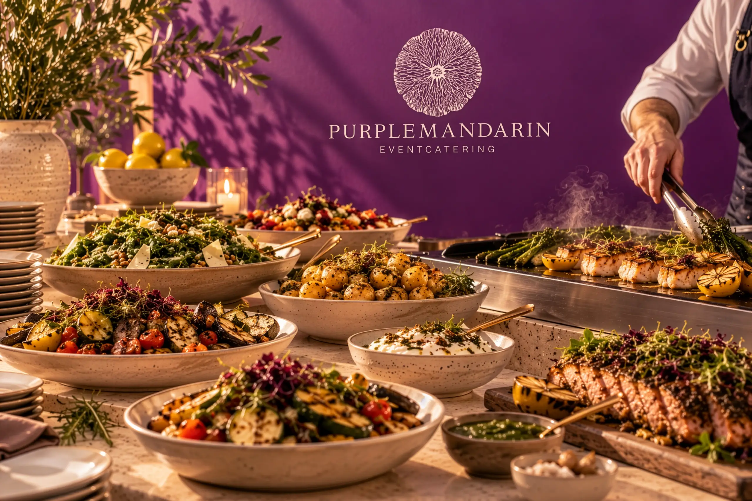 Mediterranes Buffet von purplemandarin vor lila Wand mit Logo